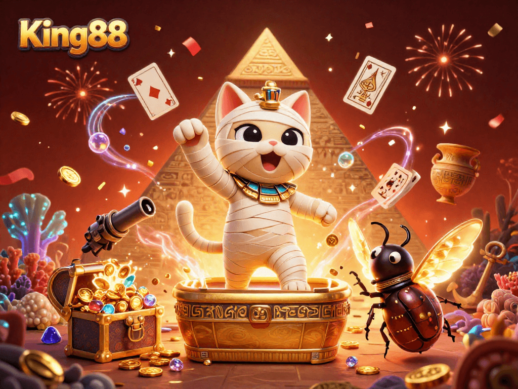 Join King88's thrilling pyramid casino where fortune reveals itself amidst the gambling frenzy.