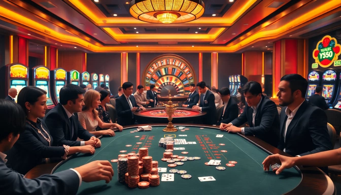 Engage in thrilling gaming action at https://yo88.cash/ with vibrant cards and casino ambiance.