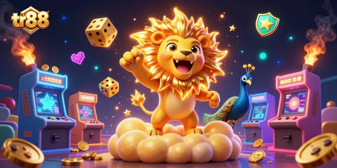 Experience thrilling wins at TR88 with vibrant casino games, golden elements, and dynamic action.