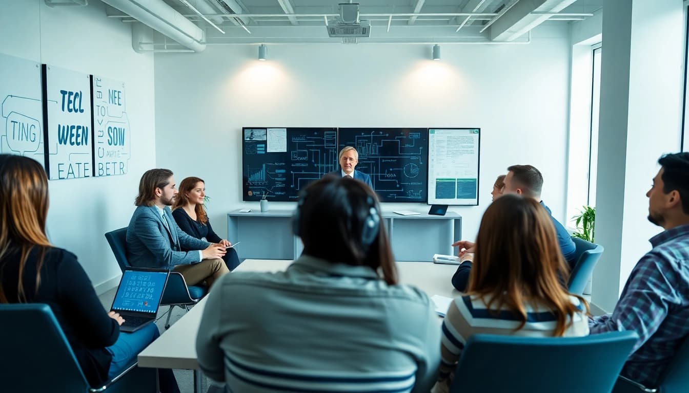 Headhunter IT conducts interviews with diverse candidates in a modern office.
