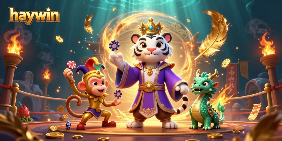 Engage with haywin by enjoying a dazzling 3D illustration featuring a winning atmosphere in an animated casino