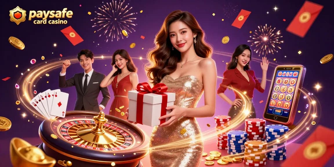 Erleben Sie die Aufregung eines Paysafe Card Casinos mit festlichen Elementen und dynamischer Spielaktion.