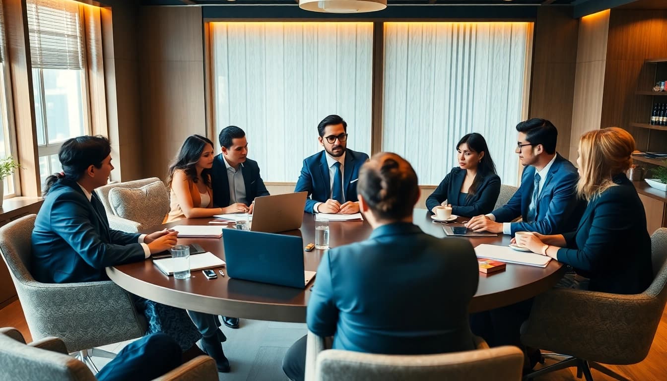 Headhunter Gastronomie strategizing with culinary professionals in a modern office.