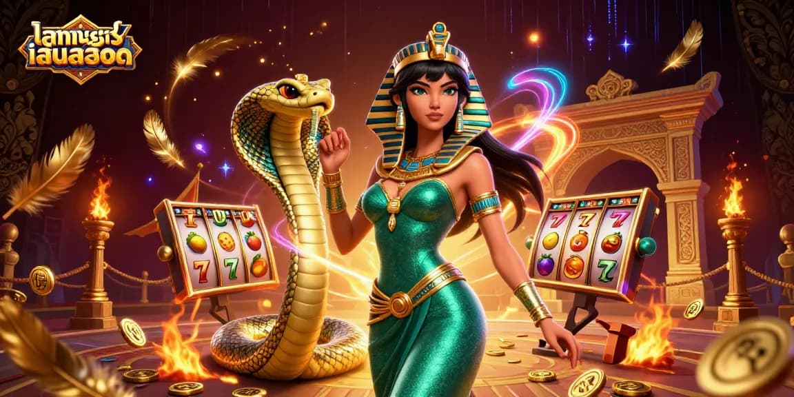 Experience thrilling ทดลองเล่นสล็อต with a glamorous design featuring captivating characters in a vibrant casino scene.