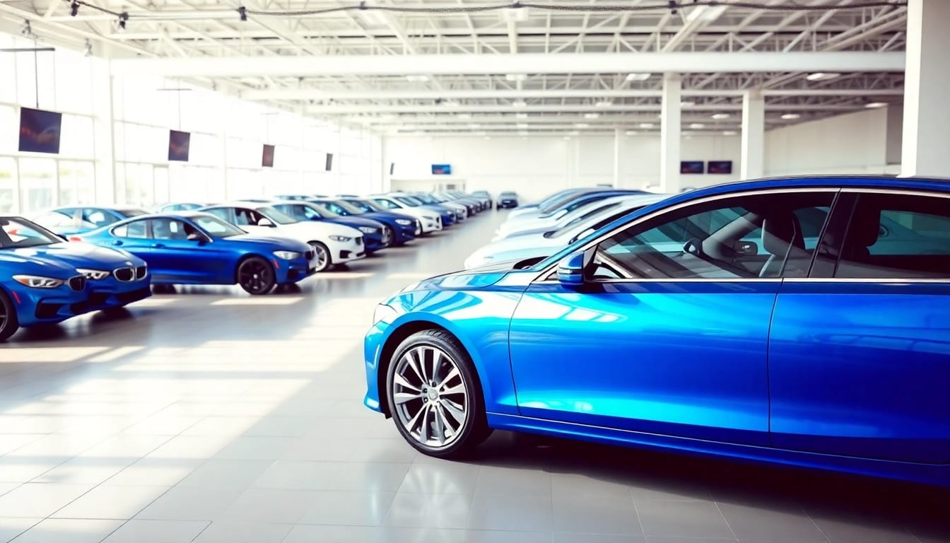 Auto kaufen: Professioneller Autohaus mit einer Vielzahl von Fahrzeugen in einem modernen Showroom.
