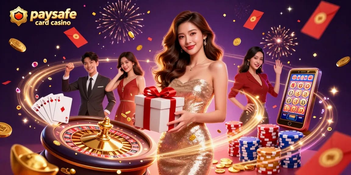 Erleben Sie die Aufregung eines Paysafe Card Casinos mit festlichen Elementen und dynamischer Spielaktion.