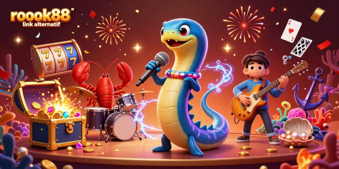 Experience the excitement of rokok88 link alternatif with this vibrant underwater casino scene featuring animated characters.