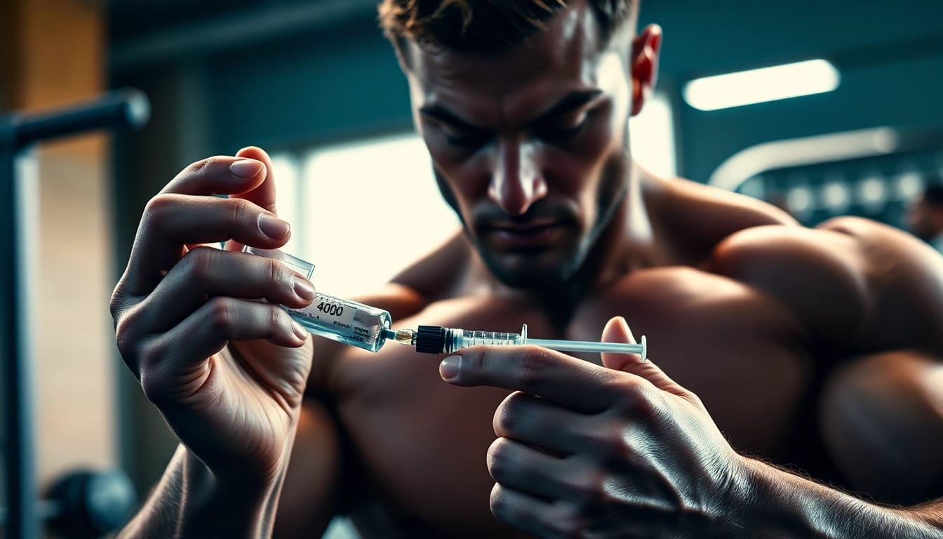 Androbal 400 Testosterone Compound showcasing an athlete preparing for intense training.