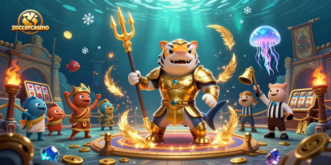 Engage with thrilling games at zoccercasino featuring an underwater gladiator battle with unique casino elements.