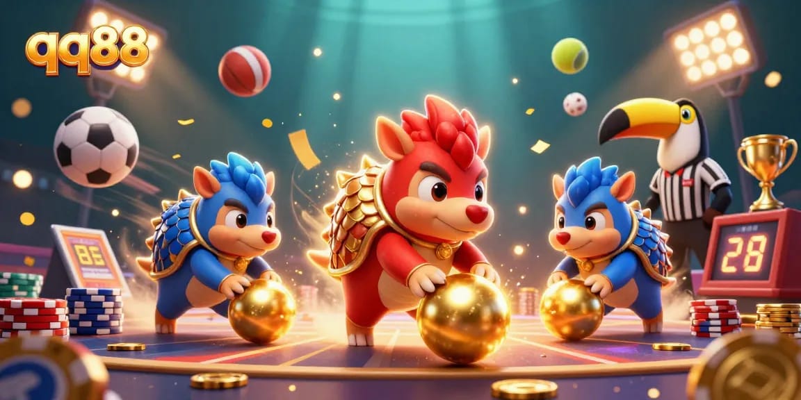 Experience exciting gameplay with qq88 and dynamic pangolins in a vibrant casino scene.