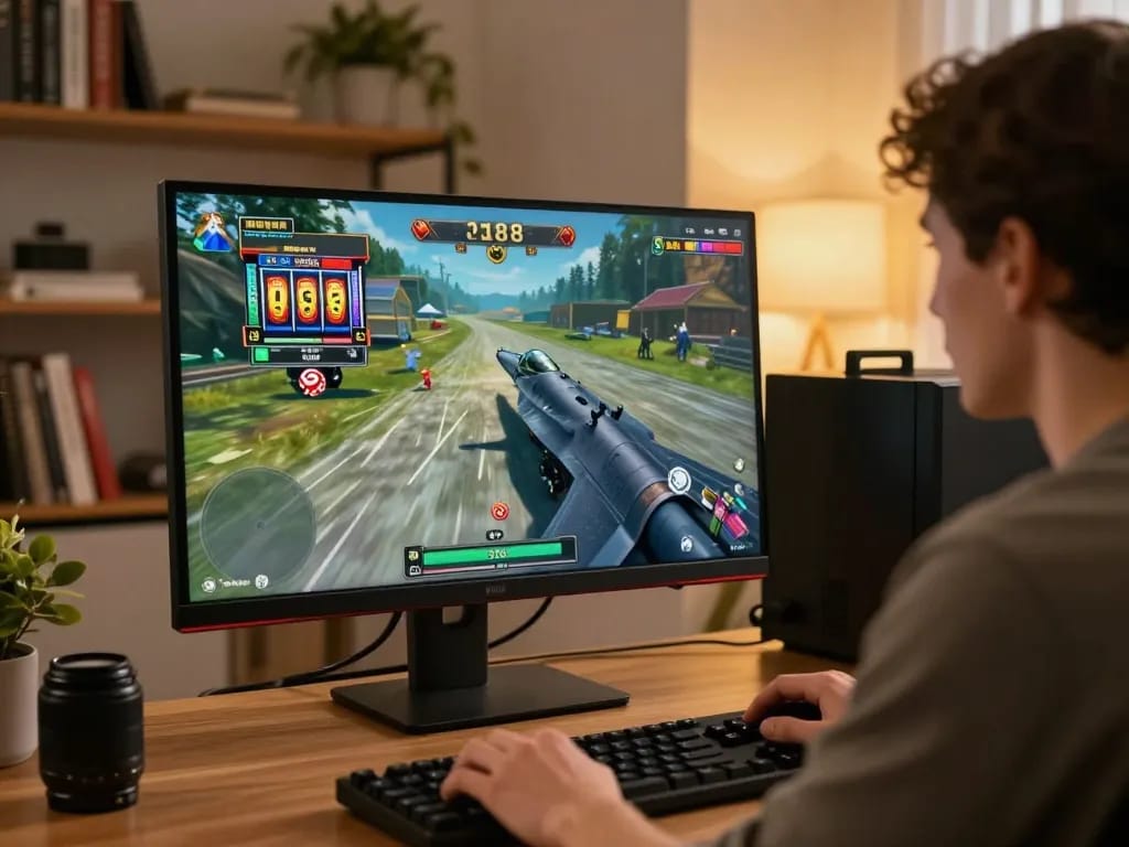 Engaging in f168 game strategy during a cozy online gaming session at home.