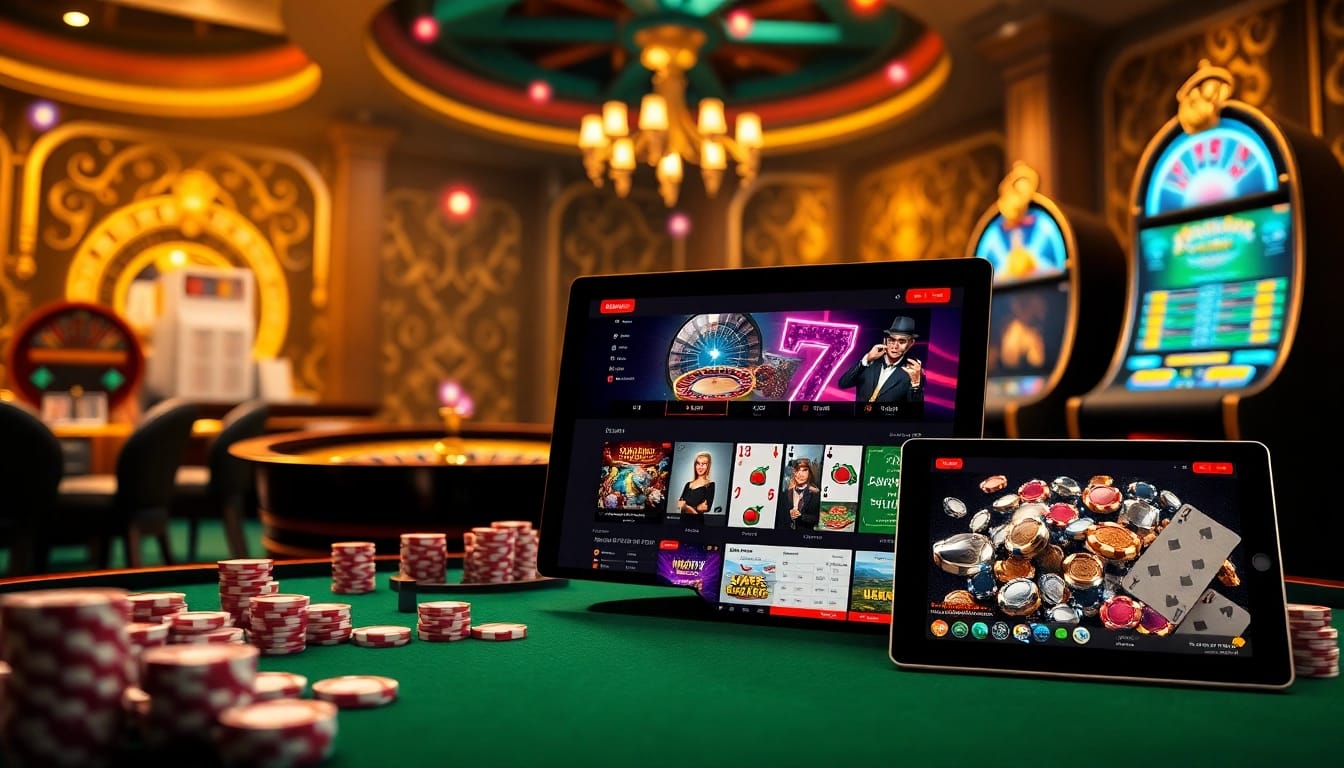 Cazinouri online Germania fără depunere, punând în evidență un mediu de cazino online captivant, cu elemente de gaming vibrante.