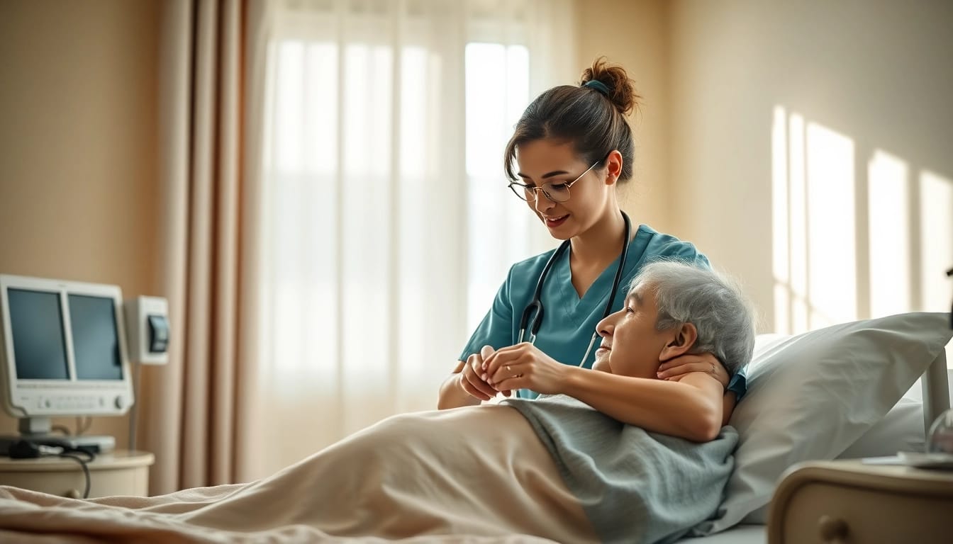 Intensivpflege Frankfurt - Gesundheitsfachkraft bietet liebevolle Pflege an Patienten zu Hause.