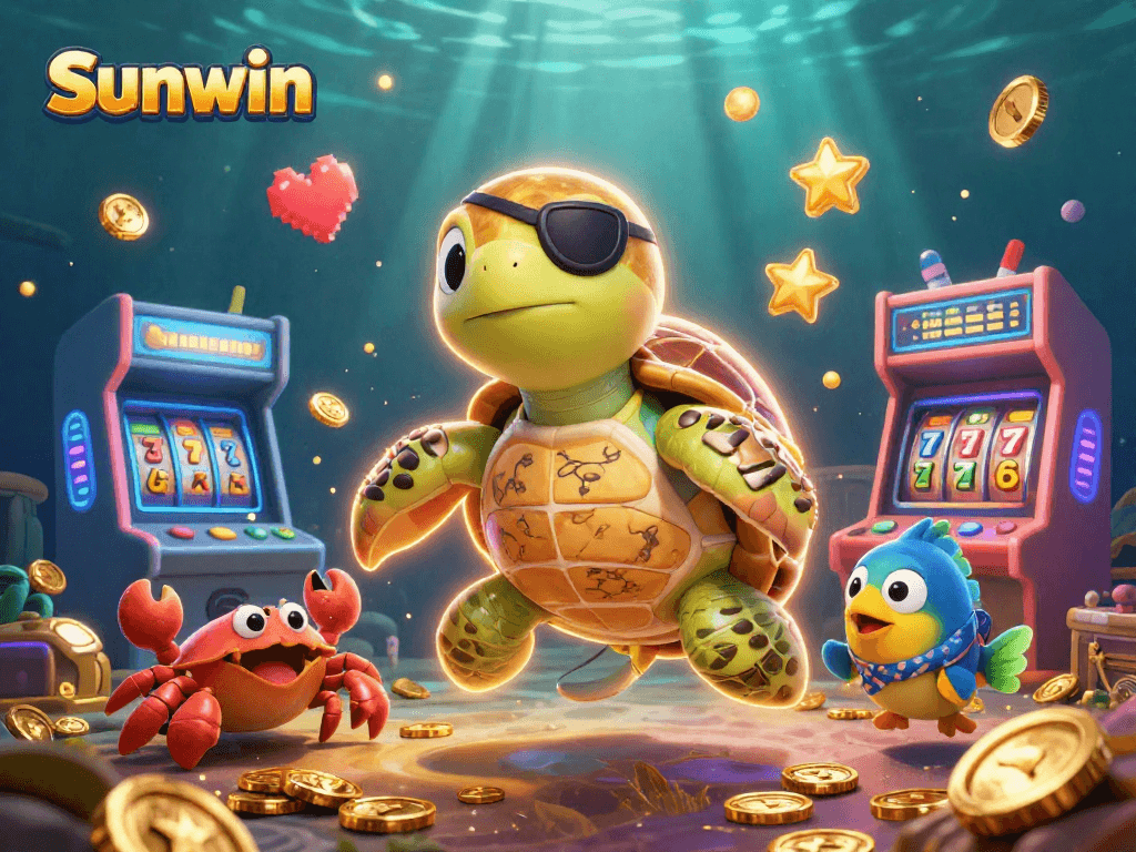 Experience thrilling gaming adventures with Sunwin, featuring vibrant characters and casino elements.