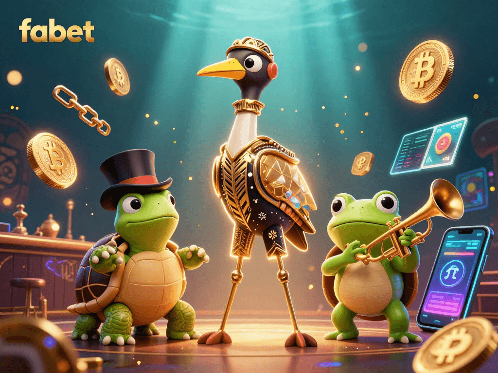 Experience the exciting world of fabet with lively characters at a vibrant, dynamic casino scene.
