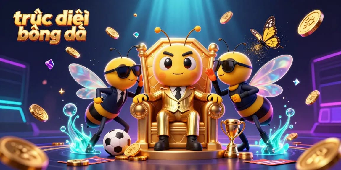 Experience trực tiếp bóng đá excitement with the buzzing boss of sports betting in a dazzling 3D scene.