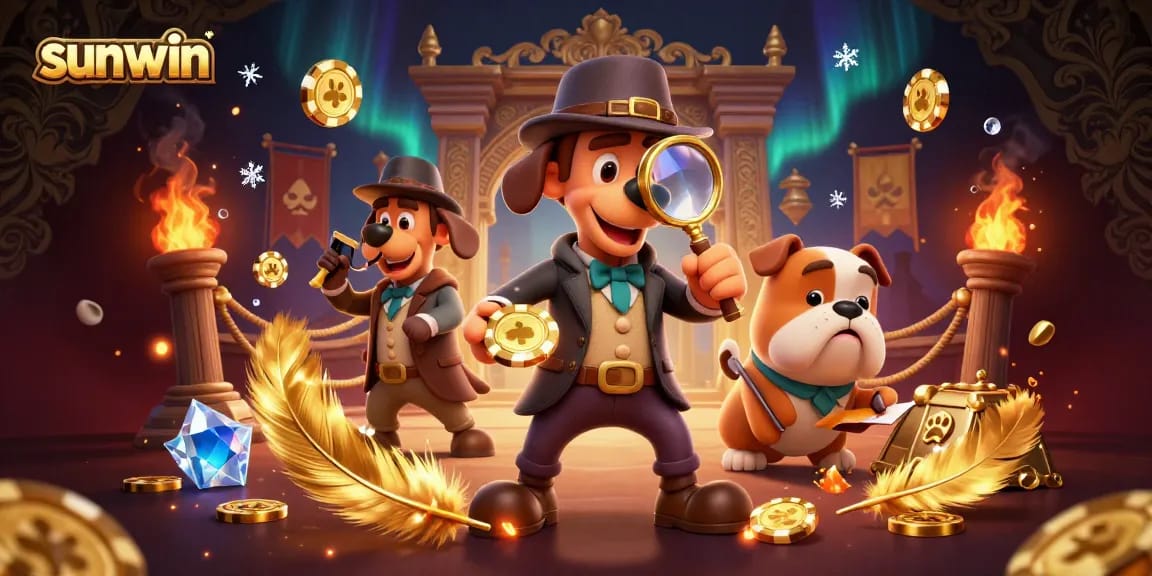 Engage with sunwin's thrilling casino adventure featuring a detective solving poker chip mysteries.
