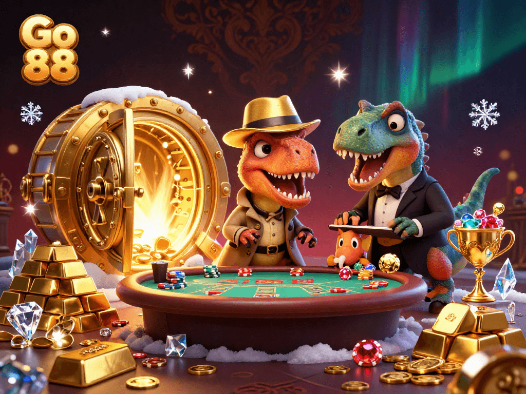 Experience thrilling gameplay at Go 88 with animated characters and vibrant treasures.