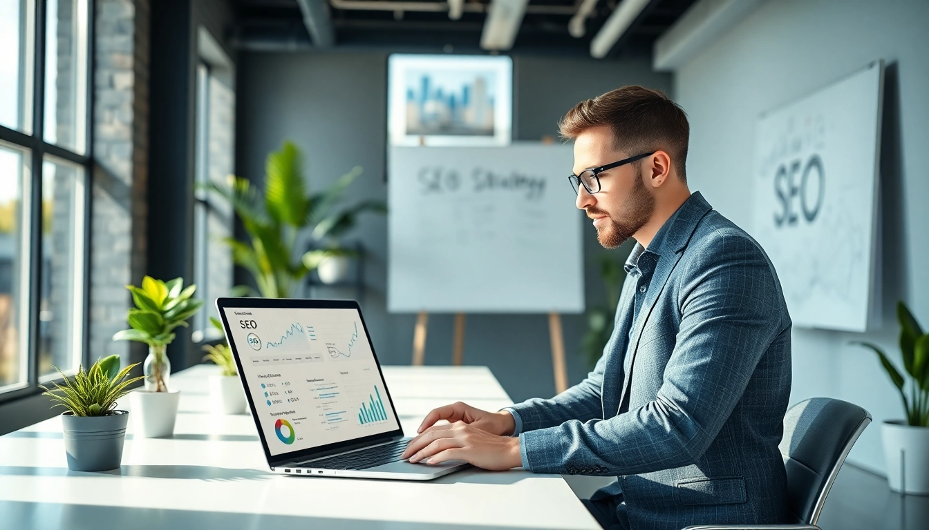 Optimizing SEO Tipps für digitale Strategien in modernen Büroräumen.