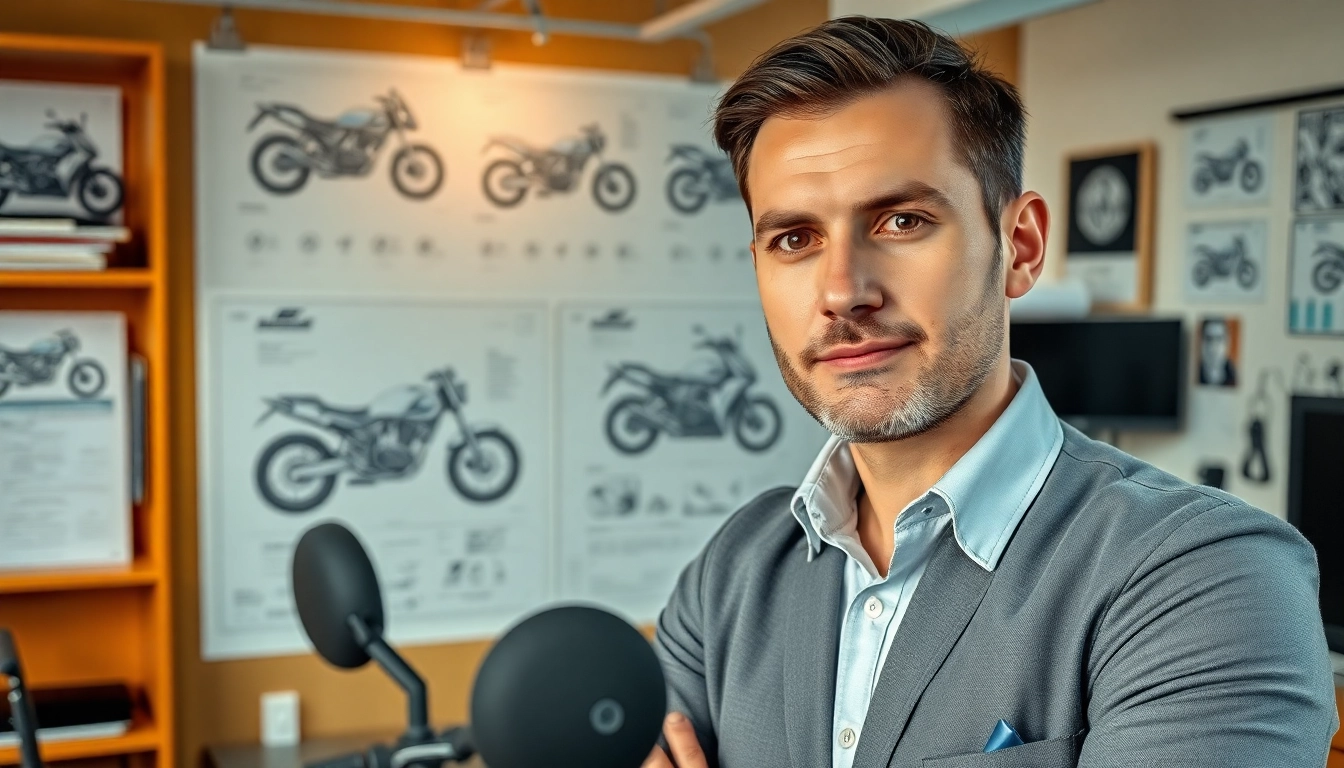 Erhalte Motorradgutachten Augsburg von einem Experten in einem modernen Büro.