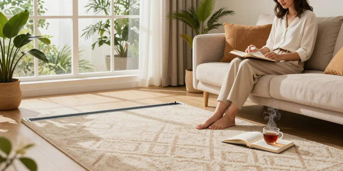 Gemütliches Wohnzimmer mit elektrischer Fußbodenheizung, ideal für elektrische fußbodenheizung kaufen.