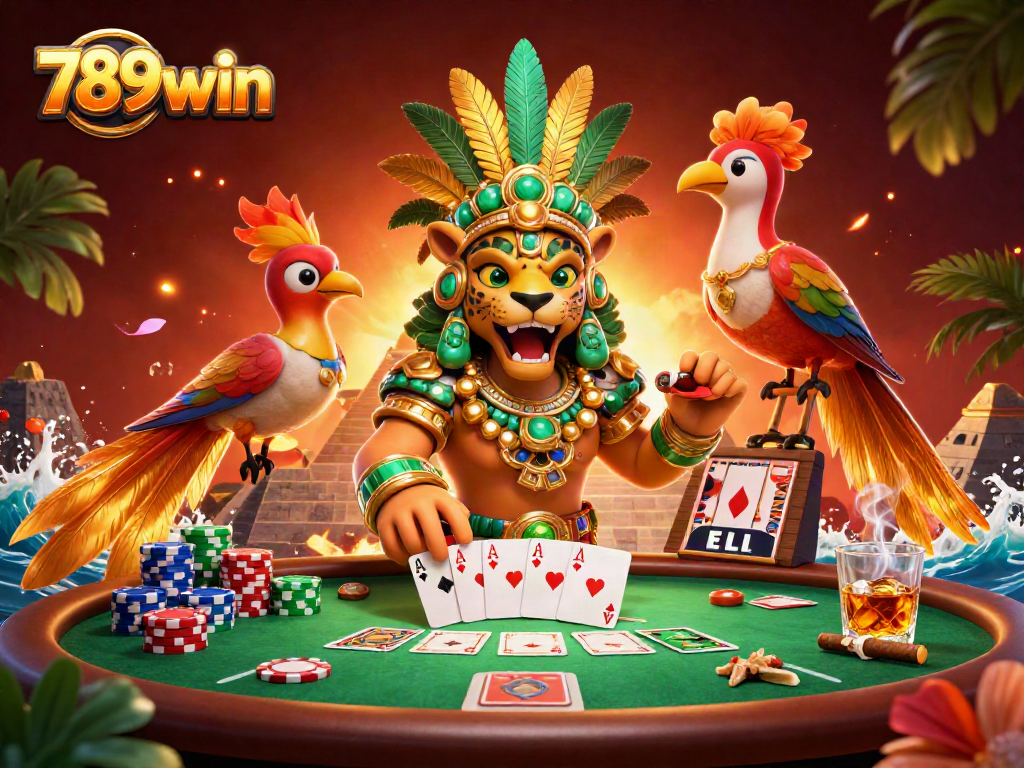 Engage in thrilling poker action at 789win with this vibrant, detailed 3D casino illustration.