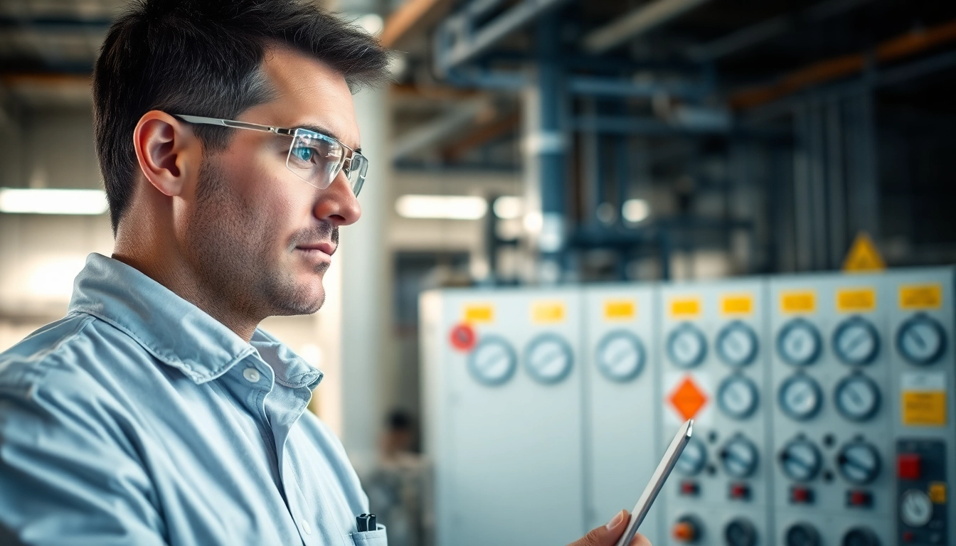 DGUV V3 Prüfung: Techniker bei der sicherheitsprüfung elektrischer Geräte in professionellem Umfeld.