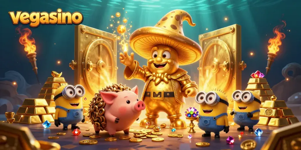 Experience winning strategies at vegasino with the treasure-filled golden wizard casino scene.
