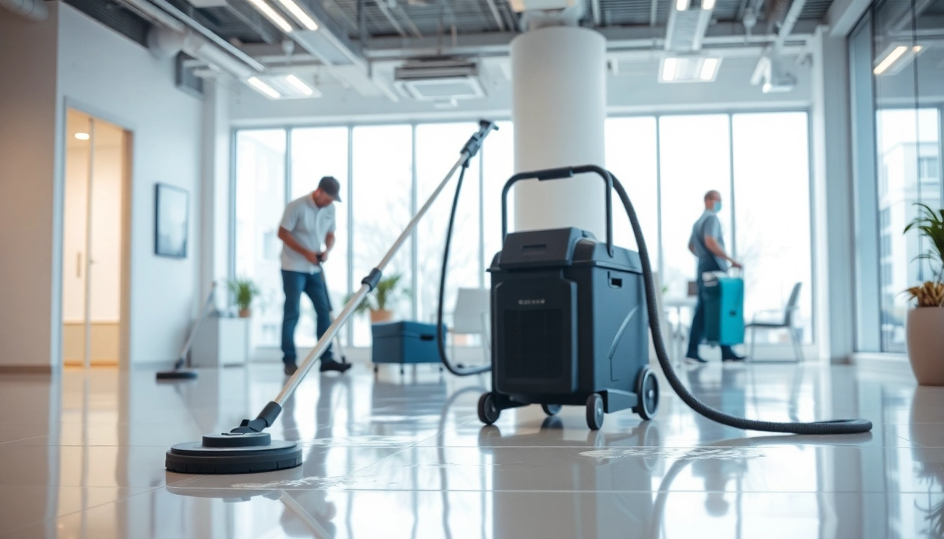 Efficient Gebäudereinigung Ulm with a professional cleaning team in action.