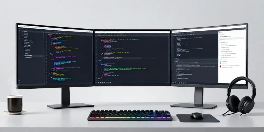 Die gg Softwareentwicklung: Modernes Entwicklerarbeitsplatz mit Code und Dokumentation.
