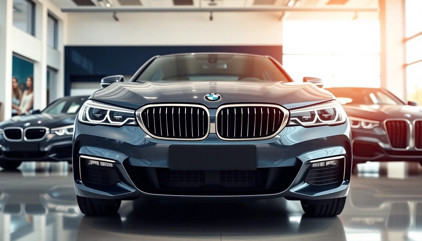 BMW kaufen: Hochwertige Modelle in einem modernen Showroom präsentieren.