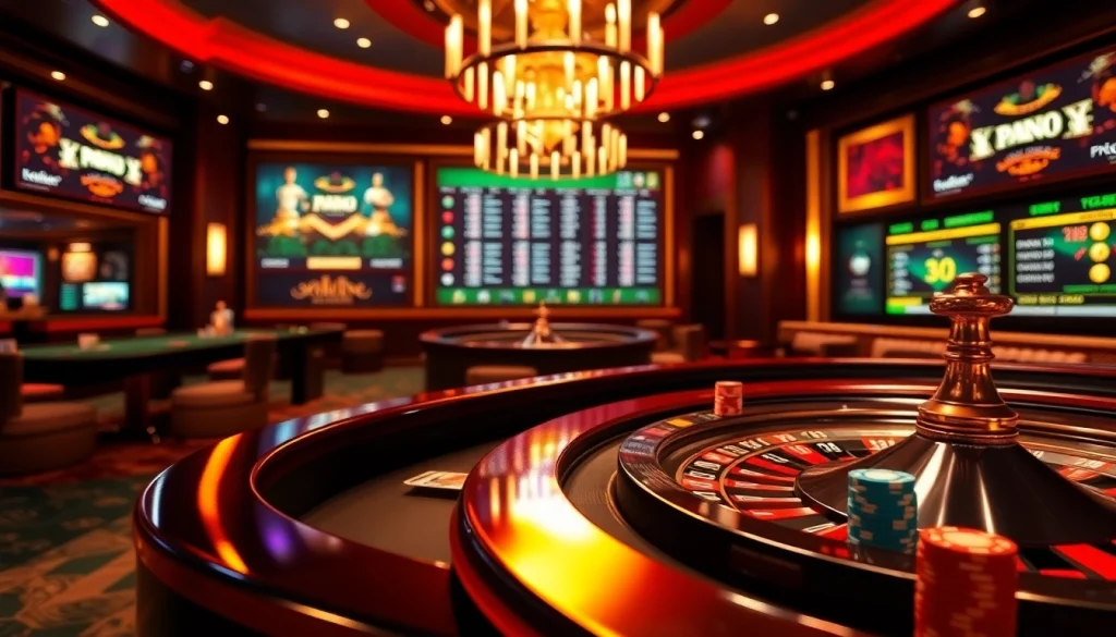 Experience the excitement of gambling at trang chủ tr88 with vibrant casino visuals featuring cards and roulette wheels.