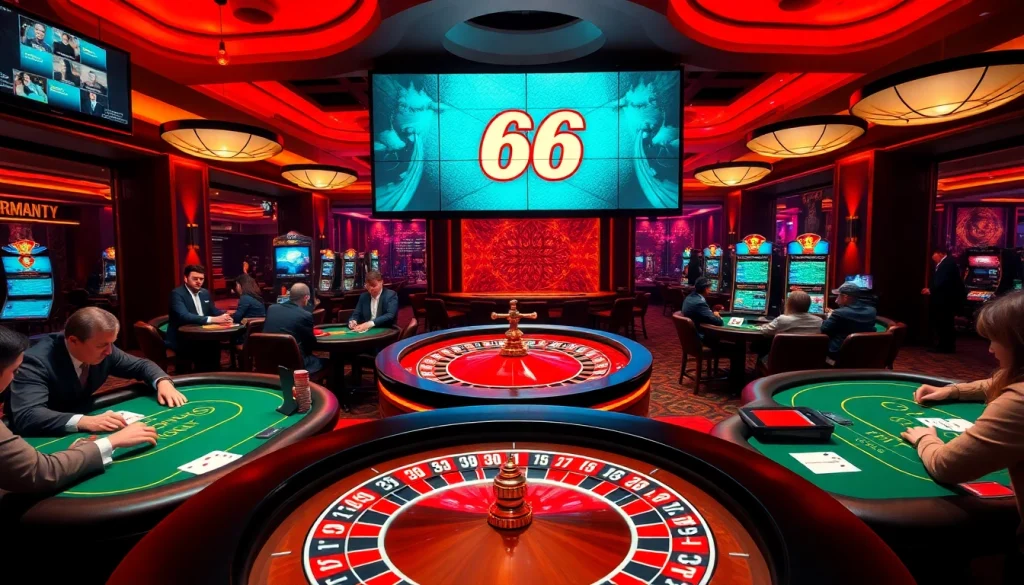 Experience thrilling gameplay at PG66 with vibrant casino tables and engaged players.