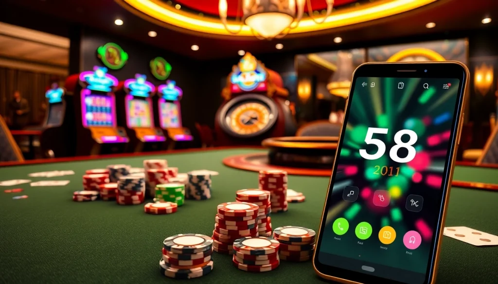 S8 gaming experience with vibrant poker chips and high-stakes cards on a luxury casino table.