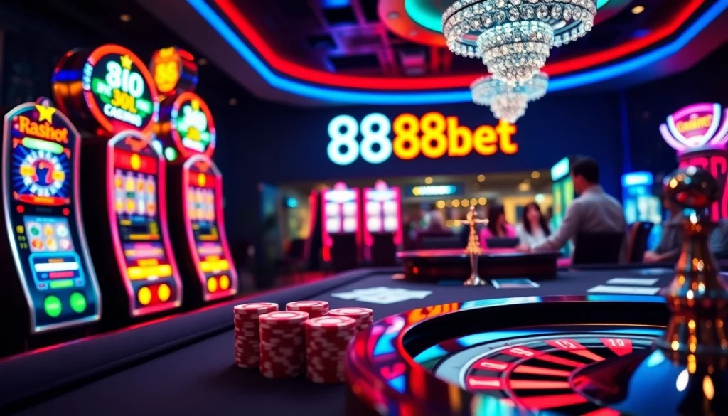 Experience the excitement of 88bet with vibrant slot machines and lively casino tables.