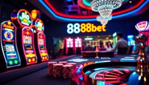 Experience the excitement of 88bet with vibrant slot machines and lively casino tables.