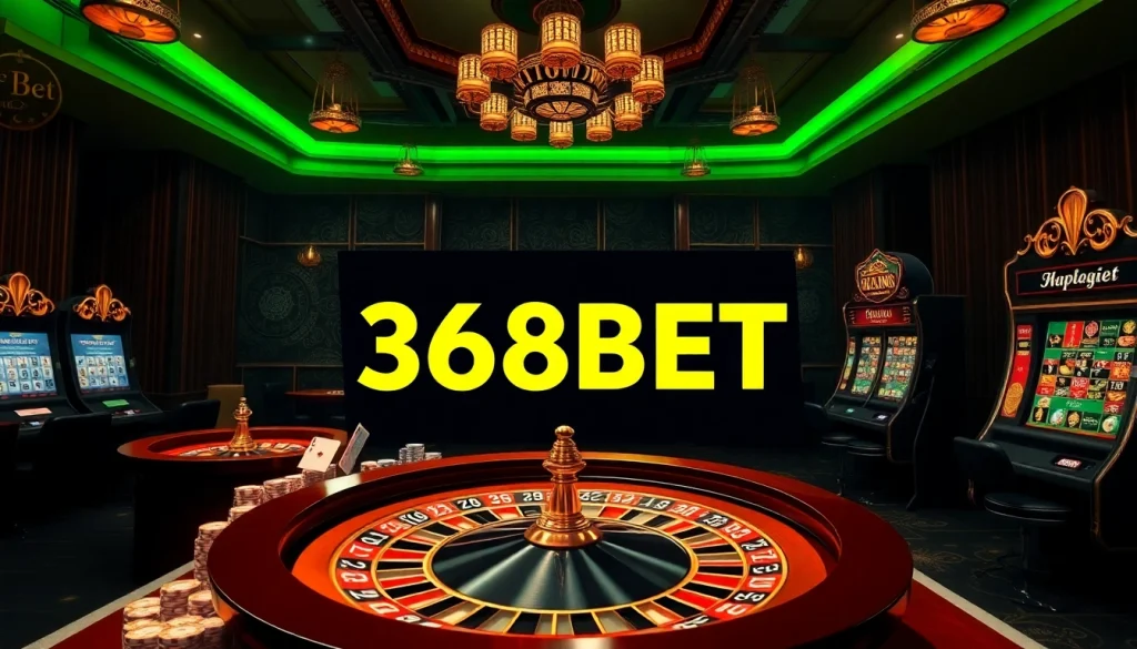 A player engaging with the 368BET online casino platform featuring roulette and slot machines.