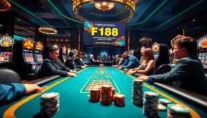 Experience the excitement at https://f168.today/ with professionals playing poker in a luxury casino setting.