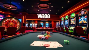 Players engaging in a thrilling poker game at WW88 casino, highlighting excitement and strategy.