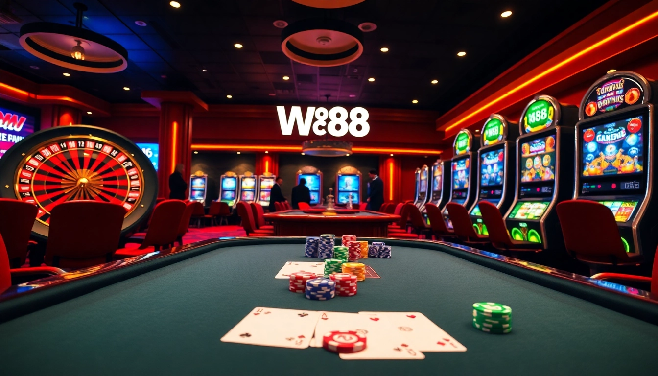 Players engaging in a thrilling poker game at WW88 casino, highlighting excitement and strategy.