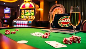 Experience thrilling gameplay with jun88 at a luxurious casino table.