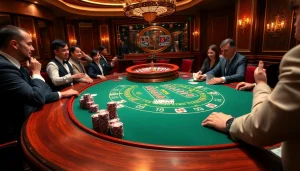 Engaged players at the XX88 casino table celebrating wins with poker chips in hand.