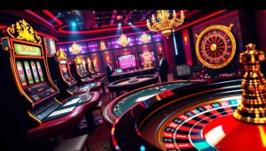 Experience the thrill of online gambling at home vvjl with vibrant casino visuals of slots and poker.