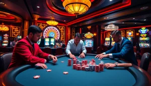 Experience a thrilling moment at the 88i poker table, where players strategize and compete in a dynamic casino atmosphere.