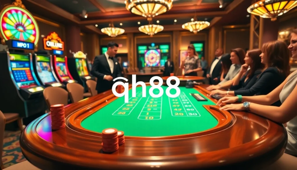 Experience the thrill of blackjack and other games at qh88's luxurious casino.