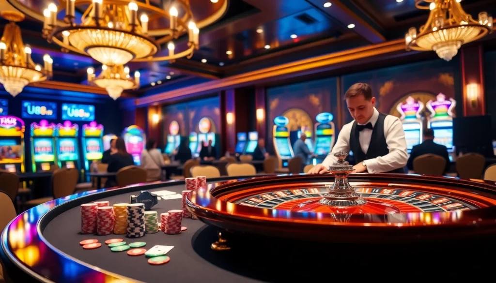 Experience the thrill of the uu881 club with a high-end casino featuring roulette and poker.