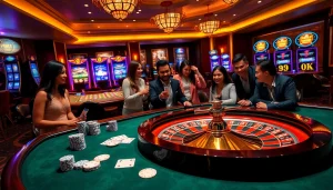 Experience thrilling gaming action at Nhà cái KK55 with vibrant casino visuals.