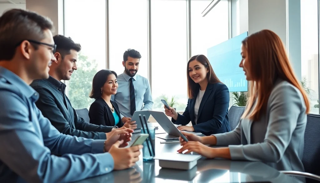 现代团队在明亮的办公室环境中使用美洽官网 AI 客服平台。