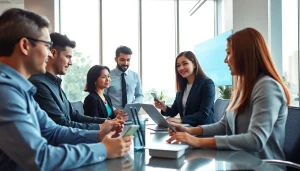 现代团队在明亮的办公室环境中使用美洽官网 AI 客服平台。