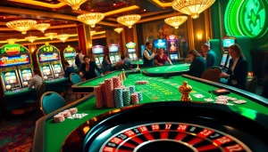 Gamblers enjoy intense action at CM88 casino tables, showcasing luxury gaming settings.